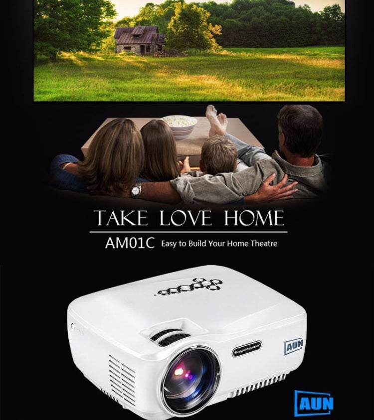 AUN AM01C Classic Version Mini Projector 1400 Lumens LED Multimedia Video Projector Home Theater(White)