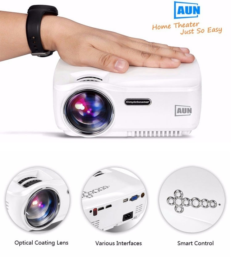 AUN AM01C Classic Version Mini Projector 1400 Lumens LED Multimedia Video Projector Home Theater(White)