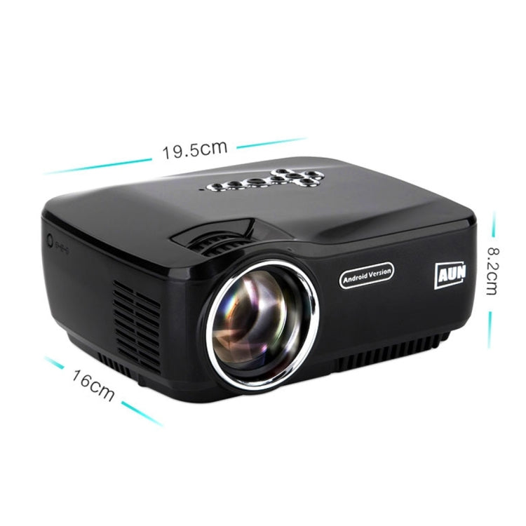 AUN AM01P Android Version Mini Projector 1200 Lumens LED Android 4.4 HD Multimedia Video Projector Home Theater, Quad Core Cotex-A5 1.5GHz, 1GB+8GB, WiFi, BT(Black)