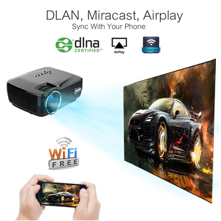 AUN AM01P Android Version Mini Projector 1200 Lumens LED Android 4.4 HD Multimedia Video Projector Home Theater, Quad Core Cotex-A5 1.5GHz, 1GB+8GB, WiFi, BT(Black)