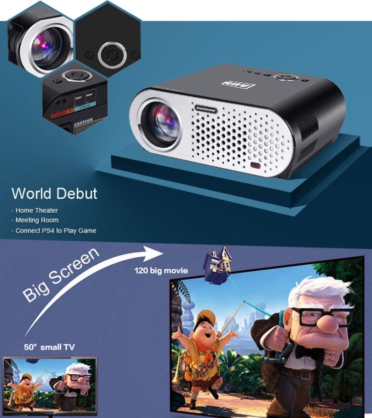 AUN T90 Basic Version Mini Projector 3200 Lumens LED 1280x768 Multimedia Video Projector Home Theater(Black)