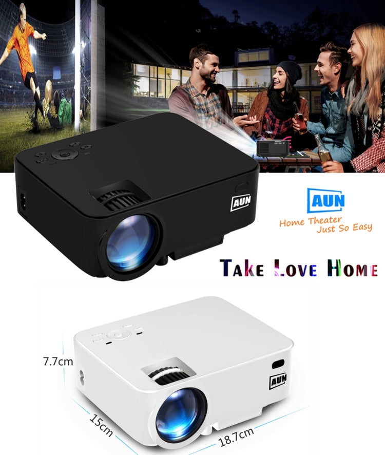 AUN AM200 Basic Version Mini Projector 1500 Lumens LED 800x480 Multimedia Video Projector Home Theater with Remote Controller