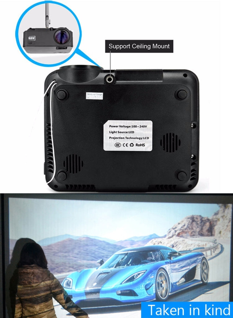AUN AM200 Basic Version Mini Projector 1500 Lumens LED 800x480 Multimedia Video Projector Home Theater with Remote Controller