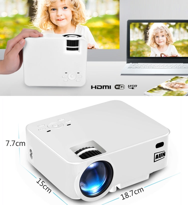 AUN AM200P Android Version Mini Projector 1500 Lumens LED 800x480 Android 4.4 Multimedia Video Projector Home Theater with Remote Controller, 512MB+8GB, WiFi, Miracast, DLNA, Airplay