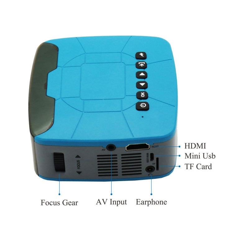 U20 500ANSI Lumens 1080P LCD Technology Mini Portable HD Theater Projector, Support TF, HDMI, AV, USB(Blue)