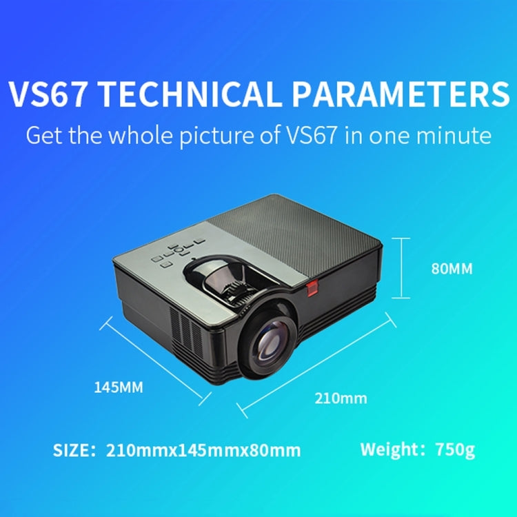 VS67 1800ANSI Lumens HD1920*1080P LED+LCD Technology Smart Projector, Amlogic S805, Support AV / HDMI / TF Card / USB / VGA / TV