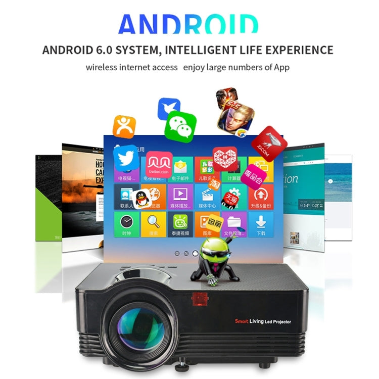 VS67 1800ANSI Lumens HD1920*1080P LED+LCD Technology Smart Projector, Amlogic S805, Support AV / HDMI / TF Card / USB / VGA / TV