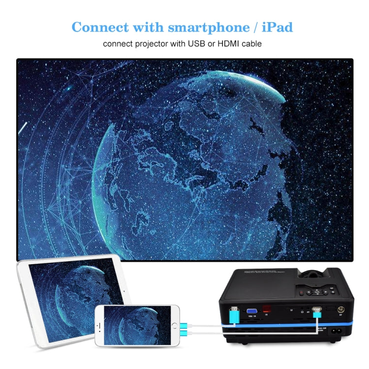 VS313 120ANSI Lumens HD1920*1080P LED+LCD Technology Smart Projector, Support AV / HDMI / TF Card / USB / VGA / TV
