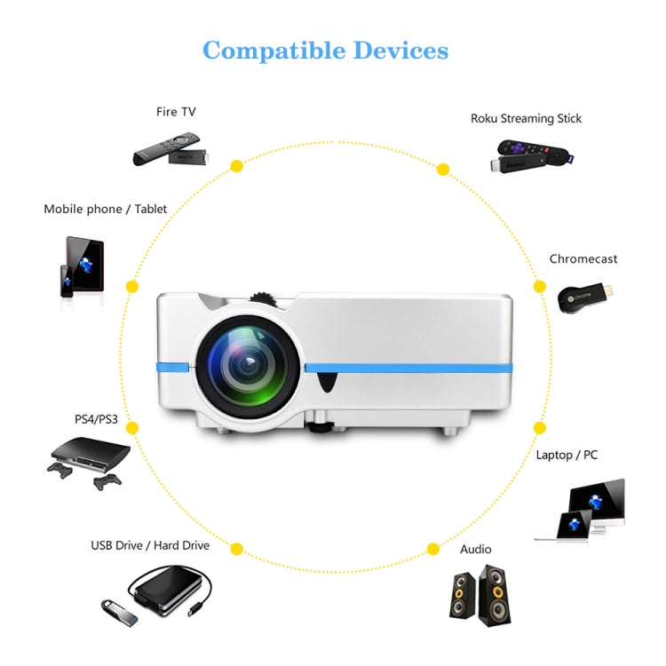 VS313 120ANSI Lumens HD1920*1080P LED+LCD Technology Smart Projector, Support AV / HDMI / TF Card / USB / VGA / TV
