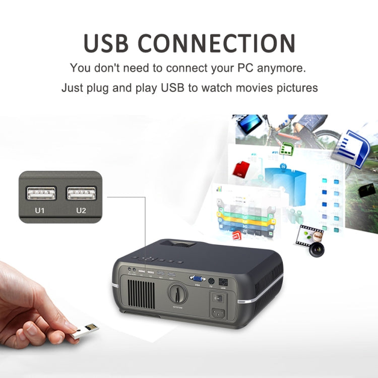 DH-A10B 5.8 inch LCD Screen 4200 Lumens 1280 x 800P HD Smart Projector with Remote Control, Support HDMIx2, USBx2, VGA, AV IN/RCA, RJ45