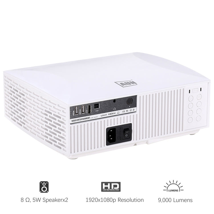 AUN F30 5.8 inch LCD Screen 5500 Lumens 1920x1080P Full HD Smart Projector with Remote Control, Support Audio out / SPDIF/ AV in / USB / HDMI(White)