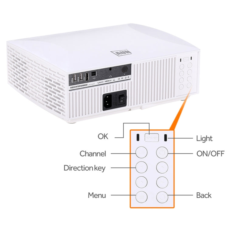 AUN F30 5.8 inch LCD Screen 5500 Lumens 1920x1080P Full HD Smart Projector with Remote Control, Support Audio out / SPDIF/ AV in / USB / HDMI(White)