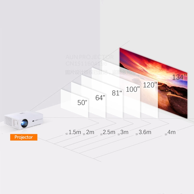 AUN F30 5.8 inch LCD Screen 5500 Lumens 1920x1080P Full HD Smart Projector with Remote Control, Support Audio out / SPDIF/ AV in / USB / HDMI(White)