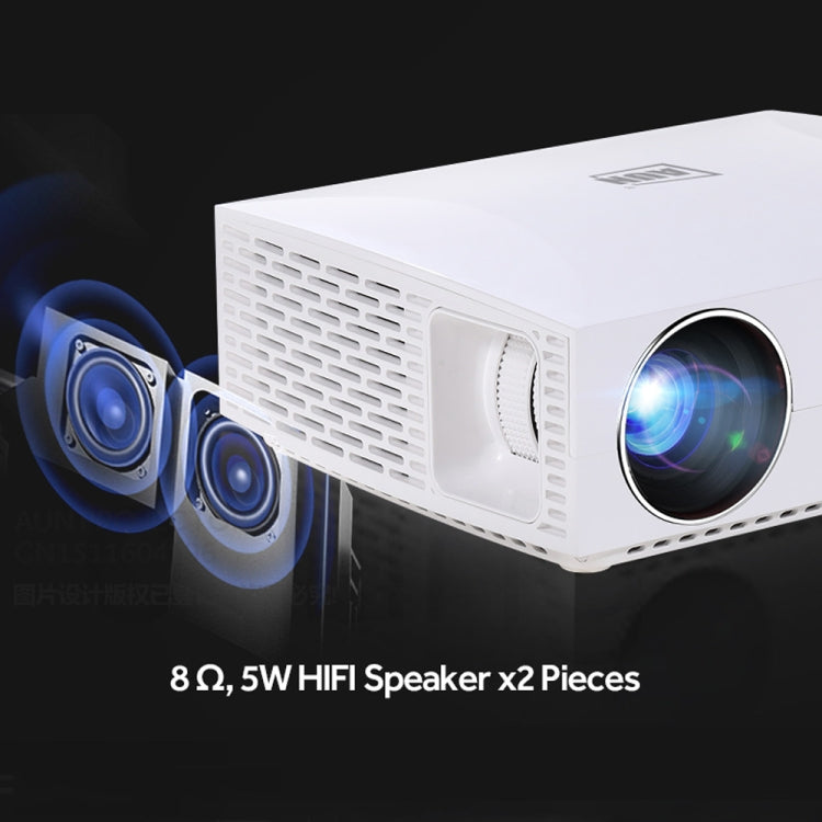 AUN F30 5.8 inch LCD Screen 5500 Lumens 1920x1080P Full HD Smart Projector with Remote Control, Support Audio out / SPDIF/ AV in / USB / HDMI(White)