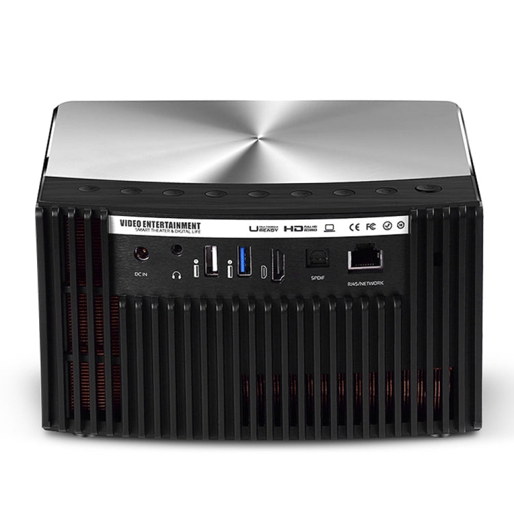 AUN H1 0.45 inch DMD Panel Display 1300 ANSI Lumens 1280x800P Full HD Smart Projector with Remote Control, Quad Core Cortex-A53, 2GB + 16GB, Android 5.1 OS, Support USB/RJ45/HDMI/Audio/SPDIF(Black)