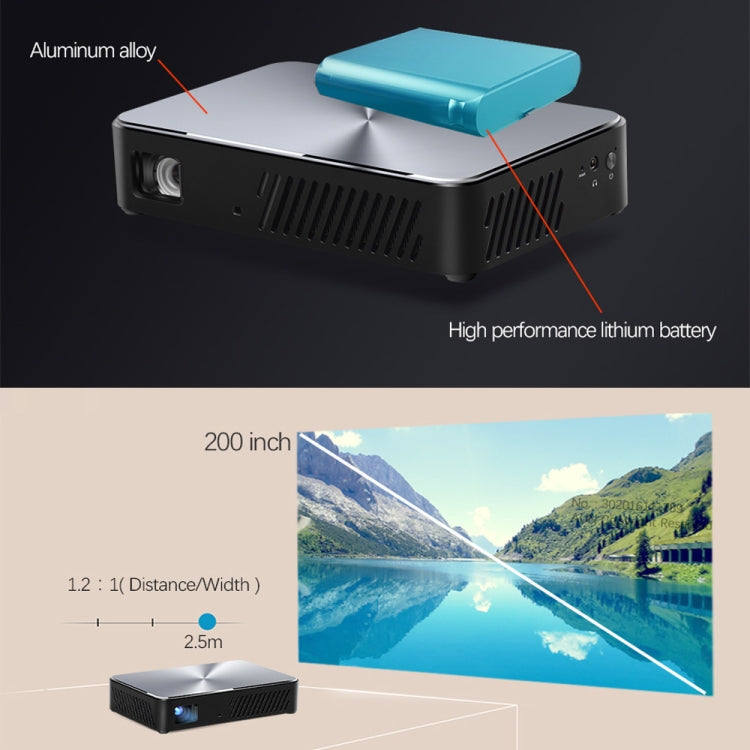 AUN J10 0.33 inch DMD Panel Display 700 ANSI Lumens 1920x1080P Full HD Smart Projector with Remote Control, Quad Core Cortex-A53, 1GB + 8GB, Android 6.0 OS, Support USB/SD Card/HDMI/Audio/DC-IN(Black)