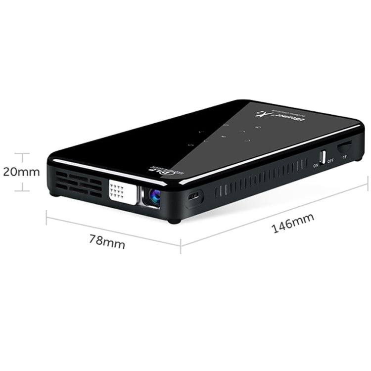 AUN X2 0.3 inch DMD Display 2000 Lumens 800*480P Smart Projector with Remote Control, Quad Core Cortex-A53, 1GB + 8GB, Android 7.1.2 OS, Support HDMI / DC in / USBx2 / TF Card / 4.5mm Headset(Black)