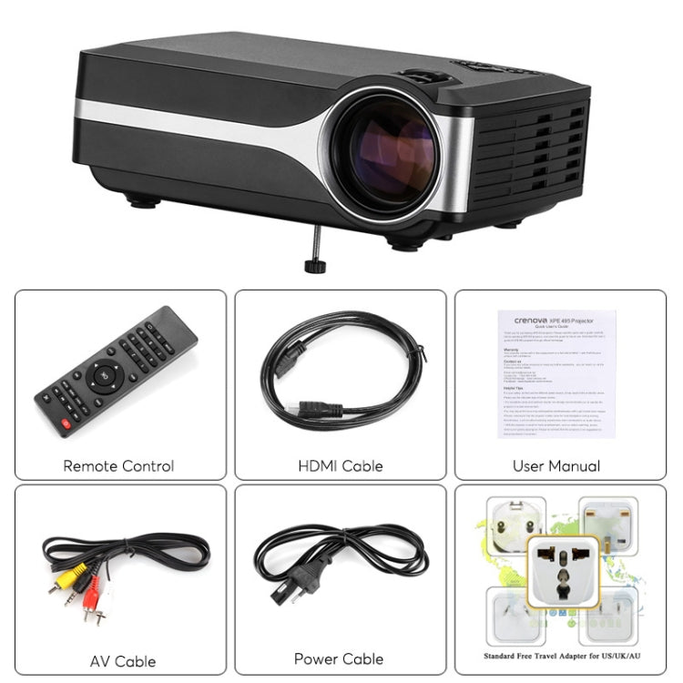 Z495 4 inch Single LCD Display Panel 800x400P Smart Projector with Remote Control, Support AV / VGA / HDMI / USBX2 / TF Card /Audio