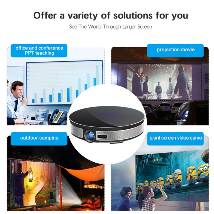 AUN D8S 0.3 inch DMD DLP Display 600 ANSI Lumens 1280x720P Full HD Smart Projector with Remote Control, 2GB + 16GB, Android  6.0.1 OS, Support TF Card/ HDMI / DC-IN / USB / 3.5mm Video output