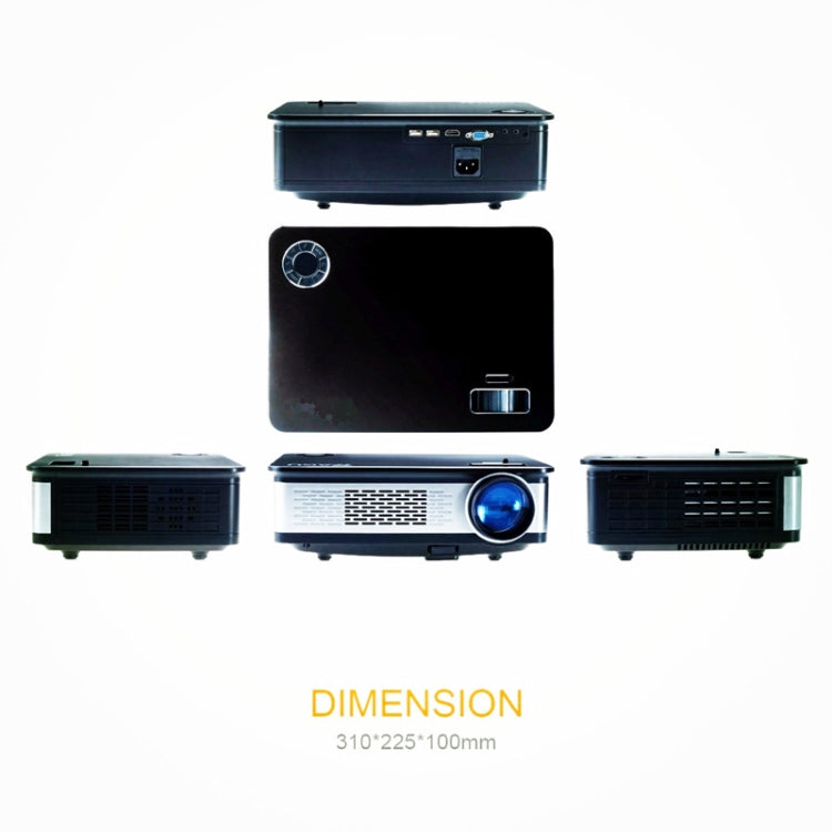 A76 5.8 inch Single LCD Display Panel 1280x768P Smart Projector with Remote Control, Android 6.0, Support AV / VGA / HDMI / USBX2 / SD Card /Audio