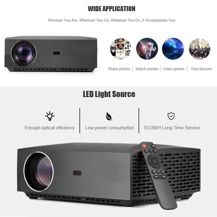 Vivibright F30 5.8 inch LCD Screen 4200 Lumens 1920 x 1080P Full HD Smart Projector with Remote Control, Support Audio out / SPDIF/ AV in / USB / HDMI(Black)
