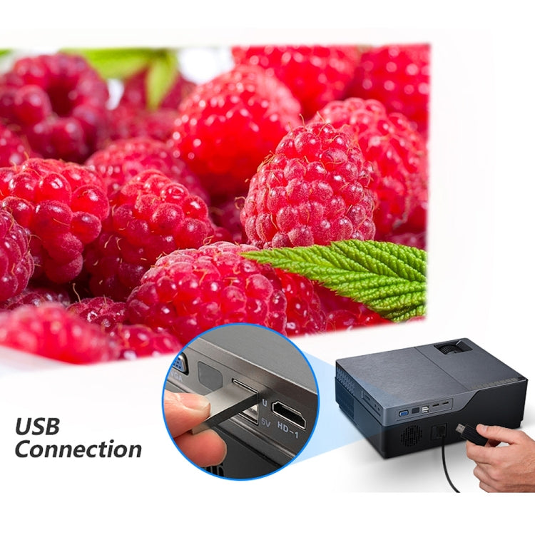 AUN M18UP 5.8 inch LCD Screen 5500 Lumens 1920x1080P Full HD Smart Projector with Remote Control, Android 6.0, 1GB+8GB, Support VGA / HDMI / SD Card / USB(Black)