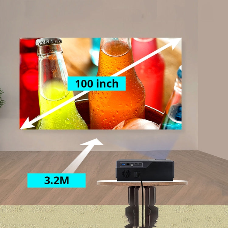 AUN M18UP 5.8 inch LCD Screen 5500 Lumens 1920x1080P Full HD Smart Projector with Remote Control, Android 6.0, 1GB+8GB, Support VGA / HDMI / SD Card / USB(Black)