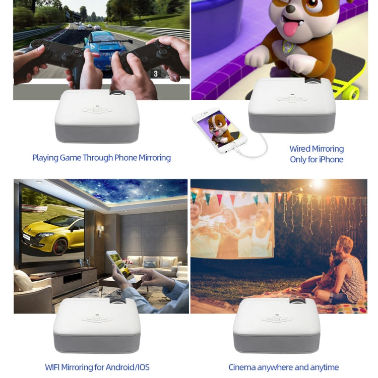 AUN D40W 4 inch 1600 Lumens 800x480P Portable HD LED Projector with Remote Control, Support USB / TF Card / Audio