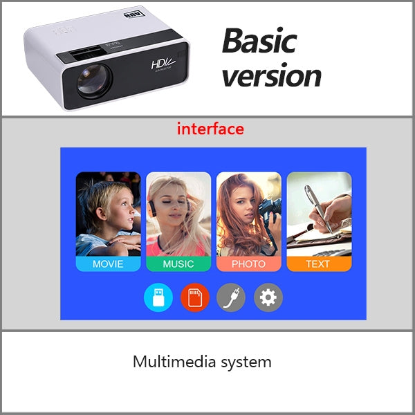 AUN  D60 4 inch 2800 Lumens 1280x720 Portable HD LED Projector with Remote Control, Support USB / SD Card / Audio / VGA / HDMI