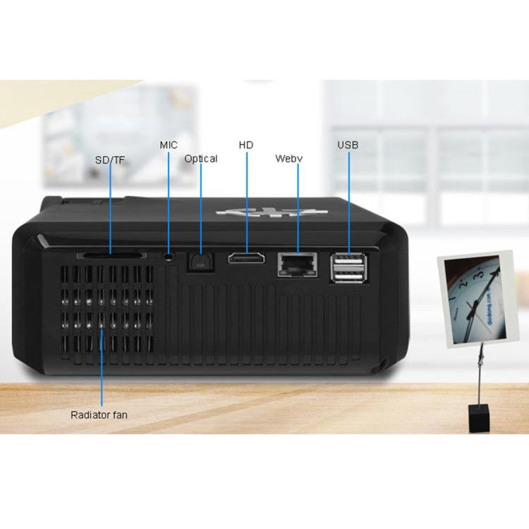 M16 1800 Lumens 1280*720 HD 4.3 inch LCD Panel LED Projector, Android 5.1, RK3128 Quad Core ARM Cortex A7 1.5GHz, RAM: 1GB, ROM: 8GB