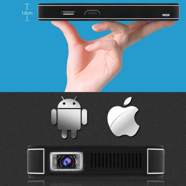 U9 Mini Portable 1000 Lumens ANSI DLP Smart Projector with Remote Control & Holder, Android 5.1, RK3128 Quad Core ARM Cortex-A7 up to 1.2GHz, Support WiFi /