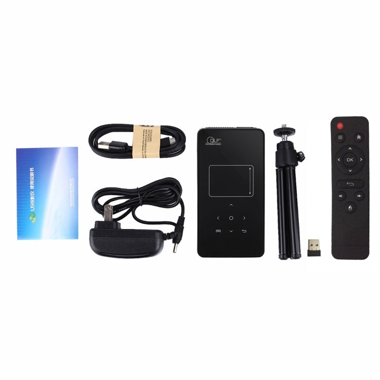 U9 Mini Portable 1000 Lumens ANSI DLP Smart Projector with Remote Control & Holder, Android 5.1, RK3128 Quad Core ARM Cortex-A7 up to 1.2GHz, Support WiFi /