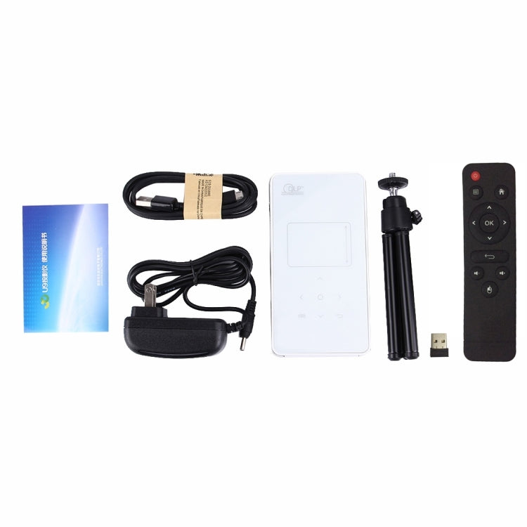 U9 Mini Portable 1000 Lumens ANSI DLP Smart Projector with Remote Control & Holder, Android 5.1, RK3128 Quad Core ARM Cortex-A7 up to 1.2GHz, Support WiFi /