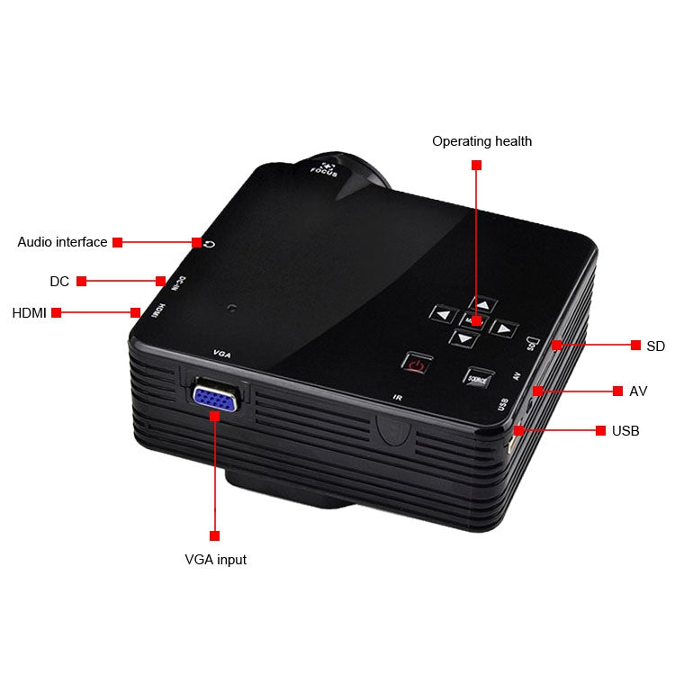 VS320 400ANSI Lumens 240x320 Resolution LED+LCD Technology Smart Projector, Support AV / HDMI / SD Card / USB / VGA