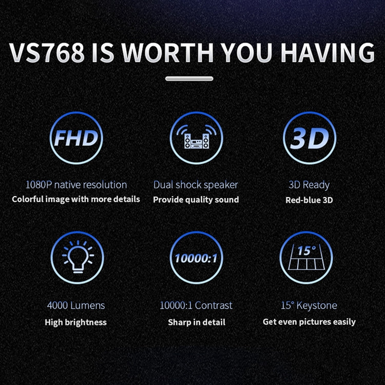 VS768 Android 4000ANSI Lumens 1980x1080 Resolution LED+LCD Technology Smart Projector, Support AV / HDMI / USB / VGA