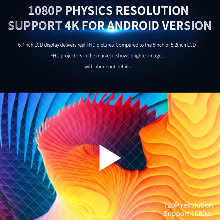 VS768 4000ANSI Lumens 1980x1080 Resolution LED+LCD Technology Smart Projector, Support AV / HDMI / USB / VGA(Black)