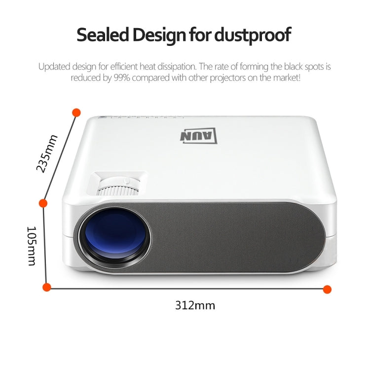 AUN AKEY6S 5.8 inch 5500 Lumens 1920x1080P Portable HD LED Projector with Remote Control, Android 6.0, Support USB / SD Card / AV / VGA
