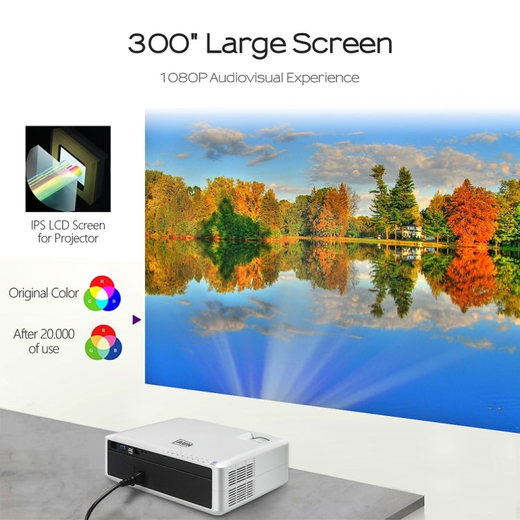 AUN AKEY6S 5.8 inch 5500 Lumens 1920x1080P Portable HD LED Projector with Remote Control, Android 6.0, Support USB / SD Card / AV / VGA