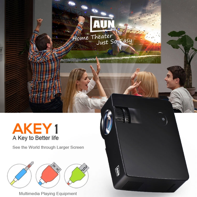 AUN AKEY1 1800 Lumens LED 800x480 Multimedia Video Projector Home Theater, USB / SD / VGA / AV / HDMI