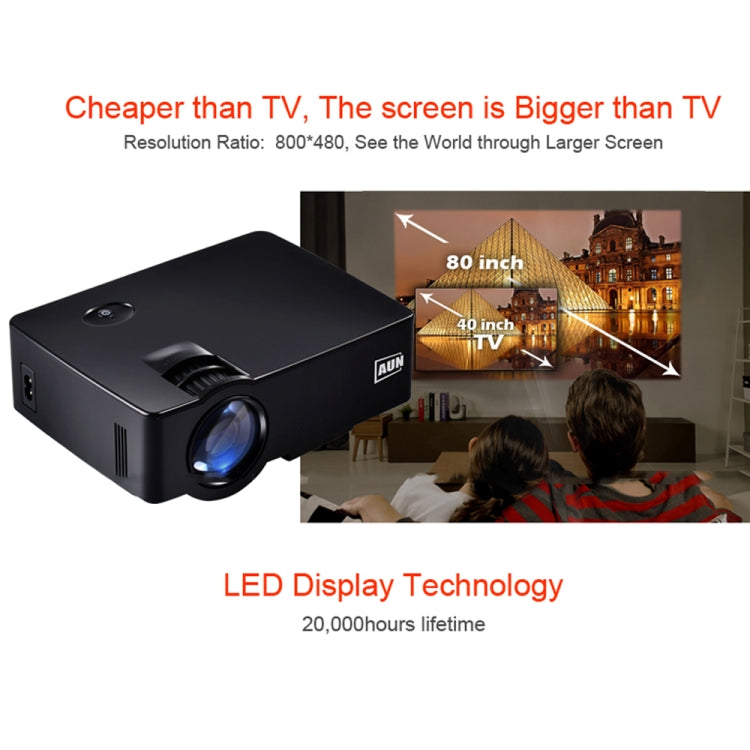 AUN AKEY1 1800 Lumens LED 800x480 Multimedia Video Projector Home Theater, USB / SD / VGA / AV / HDMI
