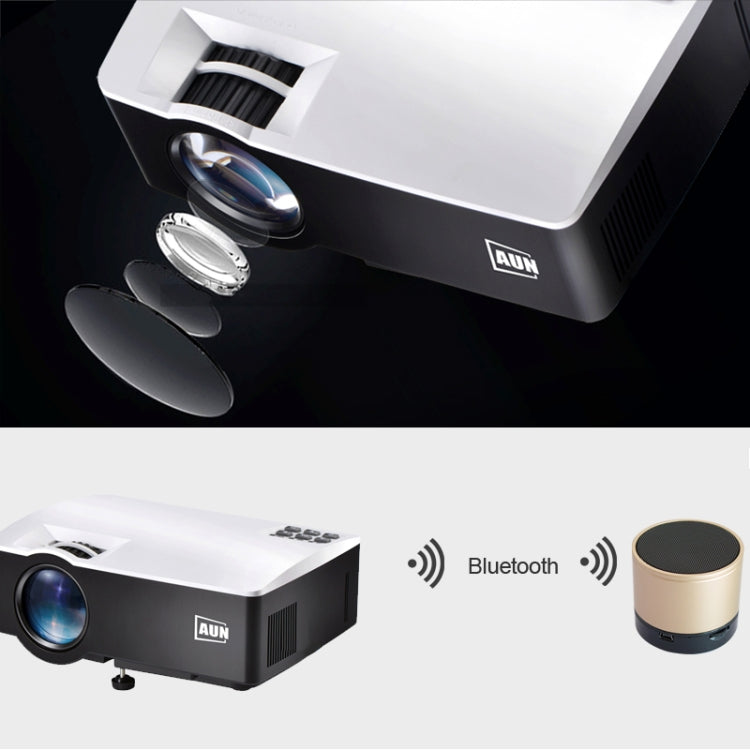 AUN AKEY1 Plus 1800 Lumens LED 800x480 Android 6.0.1 Multimedia Video Projector Home Theater, Amlogic S905X Quad-Core Cortex-A53 up to 1.5GHz, 1GB+8GB, USB / SD / VGA / AV / HDMI (White)