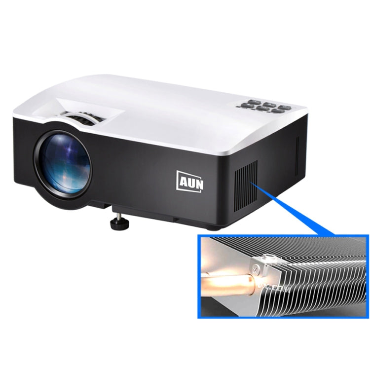 AUN AKEY1 Plus 1800 Lumens LED 800x480 Android 6.0.1 Multimedia Video Projector Home Theater, Amlogic S905X Quad-Core Cortex-A53 up to 1.5GHz, 1GB+8GB, USB / SD / VGA / AV / HDMI (White)