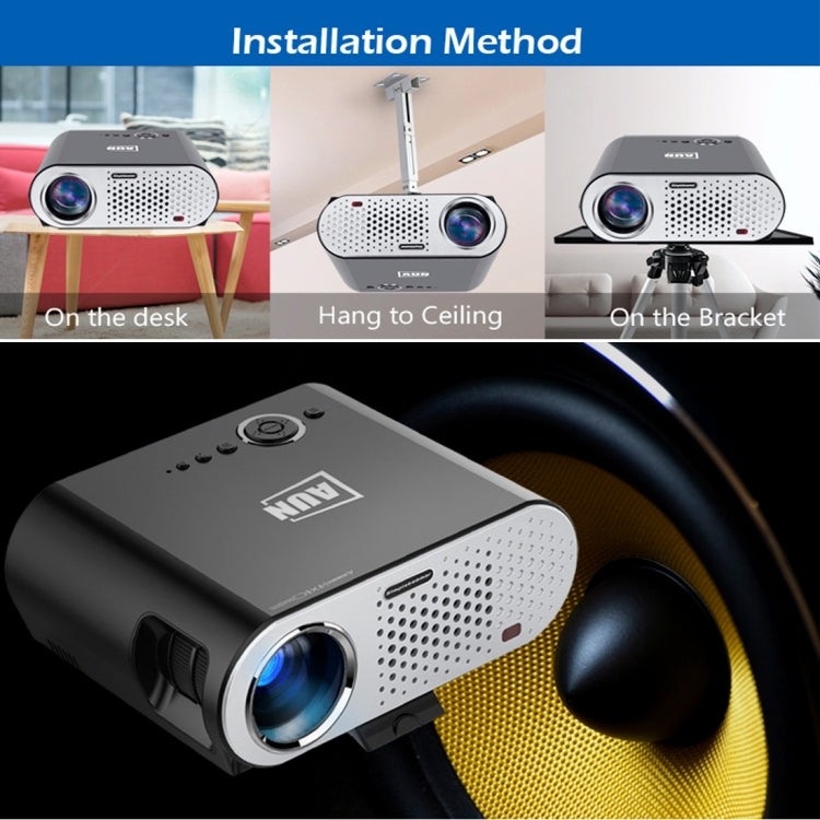 AUN T90S Android Version 3200 Lumens LED 1280x768 Android 4.4 Multimedia Video Projector Home Theater, 1GB+8GB, WiFi, BT(Black)