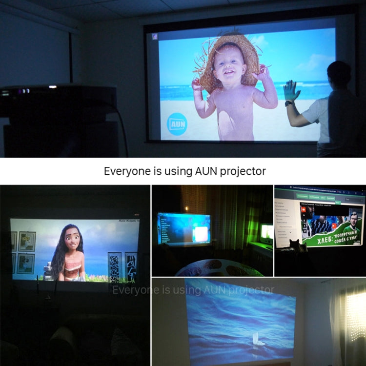 AUN AKEY1X Sync Screen 1800 Lumens LED 800x480 Multimedia Video Projector Home Theater, USB / SD / VGA / AV / HDMI, Compatible with iOS and Android(White)