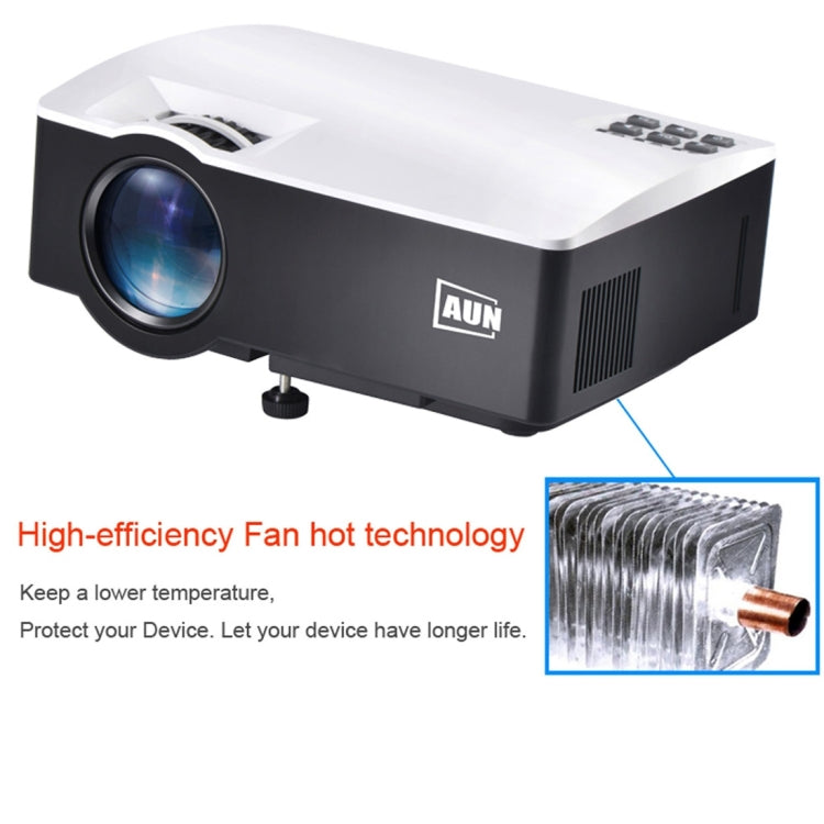 AUN AKEY1X Sync Screen 1800 Lumens LED 800x480 Multimedia Video Projector Home Theater, USB / SD / VGA / AV / HDMI, Compatible with iOS and Android(White)
