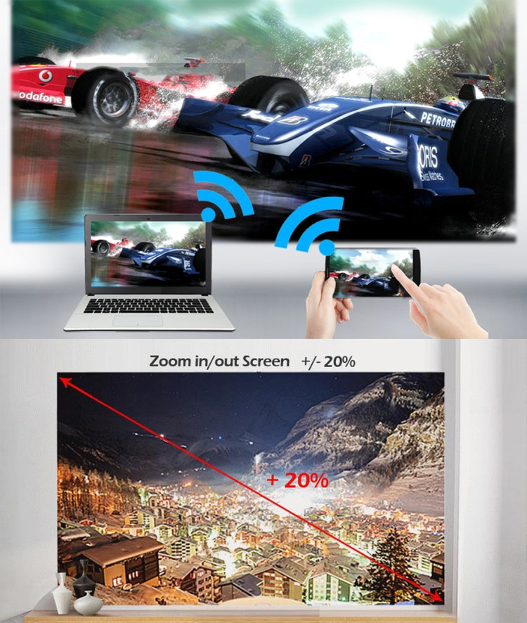 AUN GP100 Pro Android Version 3200 Lumens LED 1280x800 Android 6.0.1 Multimedia Video Projector Home Theater with Remote Controller, 1GB+8GB, WiFi, BT(Black)