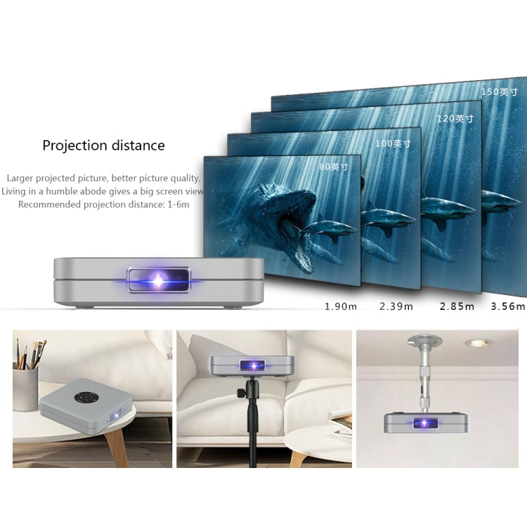 H100 960 x 540 4000 Lumens 2.4G / 5G Wifi + Bluetooth Smart Projector with Voice Remote Control, Support Android 6.0 System