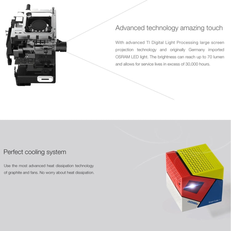 [HK Warehouse] DOOGEE Smart Cube P1 Mini WiFi Smart DLP Projector, Android