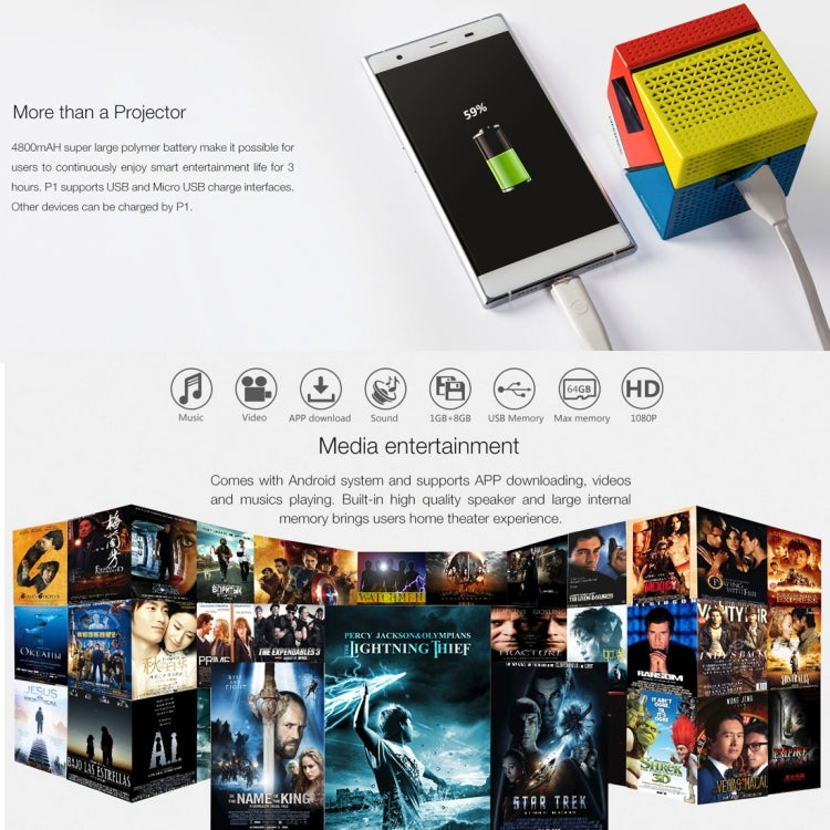 [HK Warehouse] DOOGEE Smart Cube P1 Mini WiFi Smart DLP Projector, Android
