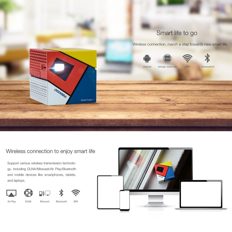 [HK Warehouse] DOOGEE Smart Cube P1 Mini WiFi Smart DLP Projector, Android